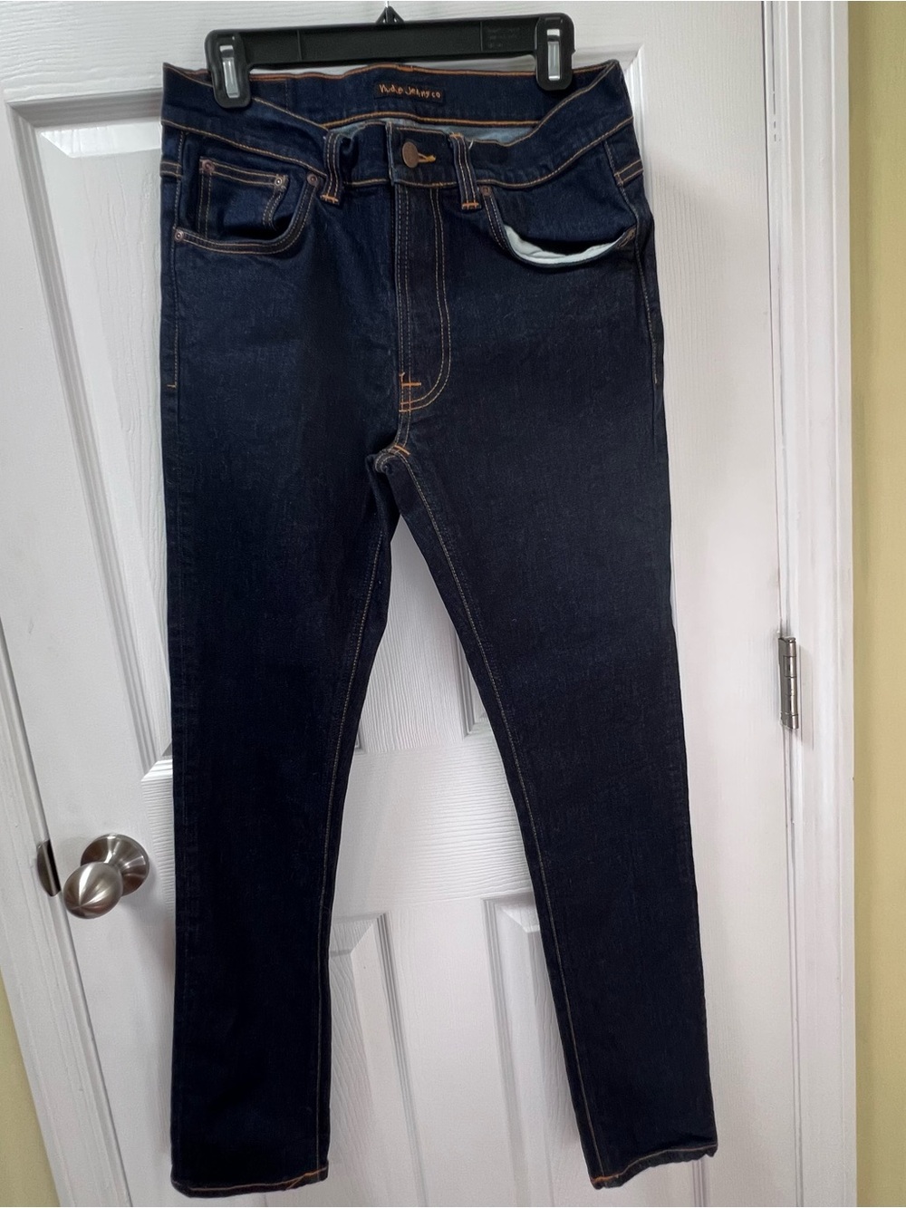 Men’s Nudie Jeans Dark Rinse Straight Leg Size 34x34 Organic Cotton Denim Fall